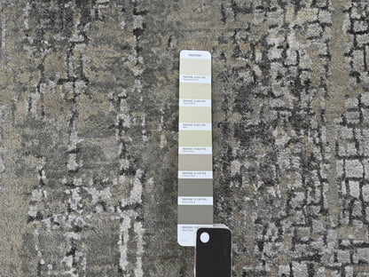 Grey 4'1" x 6'0" Modern and Contemporary Hand knotted Wool/Silk Rug - Sku: O084164