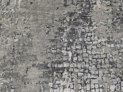 Grey 4'1" x 6'0" Modern and Contemporary Hand knotted Wool/Silk Rug - Sku: O084164