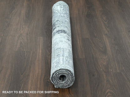 Grey 4'1" x 6'0" Modern and Contemporary Hand knotted Wool/Silk Rug - Sku: O084164