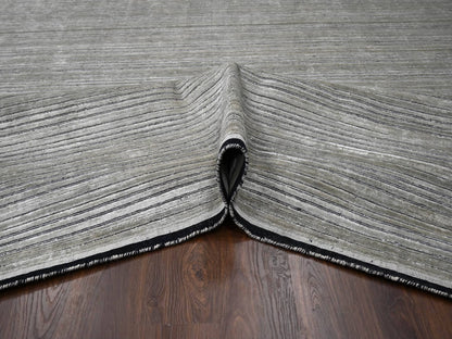 Brown 10'0" x 14'0" Modern / Contemporary Handloom Wool/Silk Rug - Sku: O084165