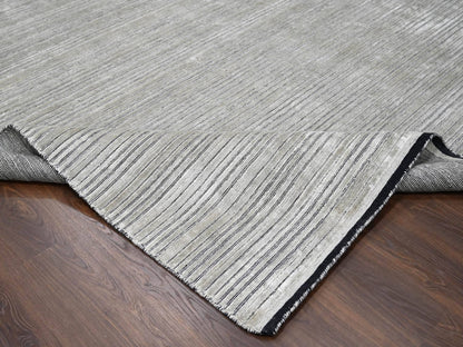 Brown 10'0" x 14'0" Modern / Contemporary Handloom Wool/Silk Rug - Sku: O084165