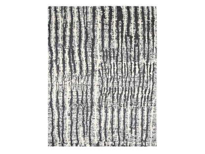 Black 9'1" x 11'8" Modern and Contemporary Hand knotted Wool Rug - Sku: O084180