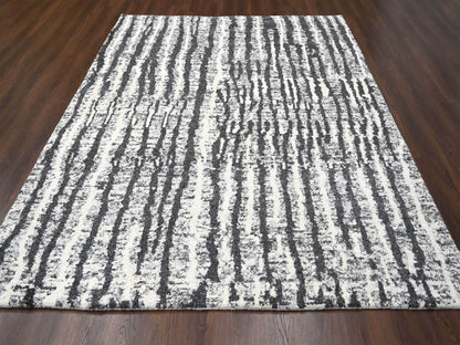 Black 9'1" x 11'8" Modern and Contemporary Hand knotted Wool Rug - Sku: O084180