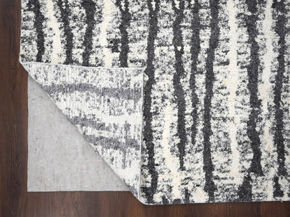 Black 9'1" x 11'8" Modern and Contemporary Hand knotted Wool Rug - Sku: O084180