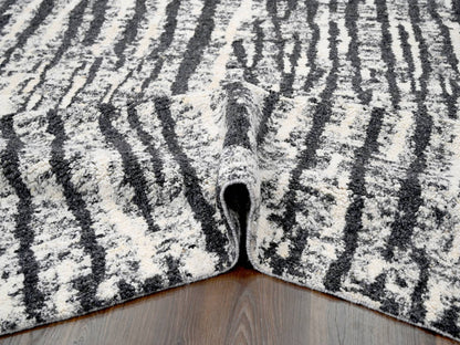 Black 9'1" x 11'8" Modern and Contemporary Hand knotted Wool Rug - Sku: O084180