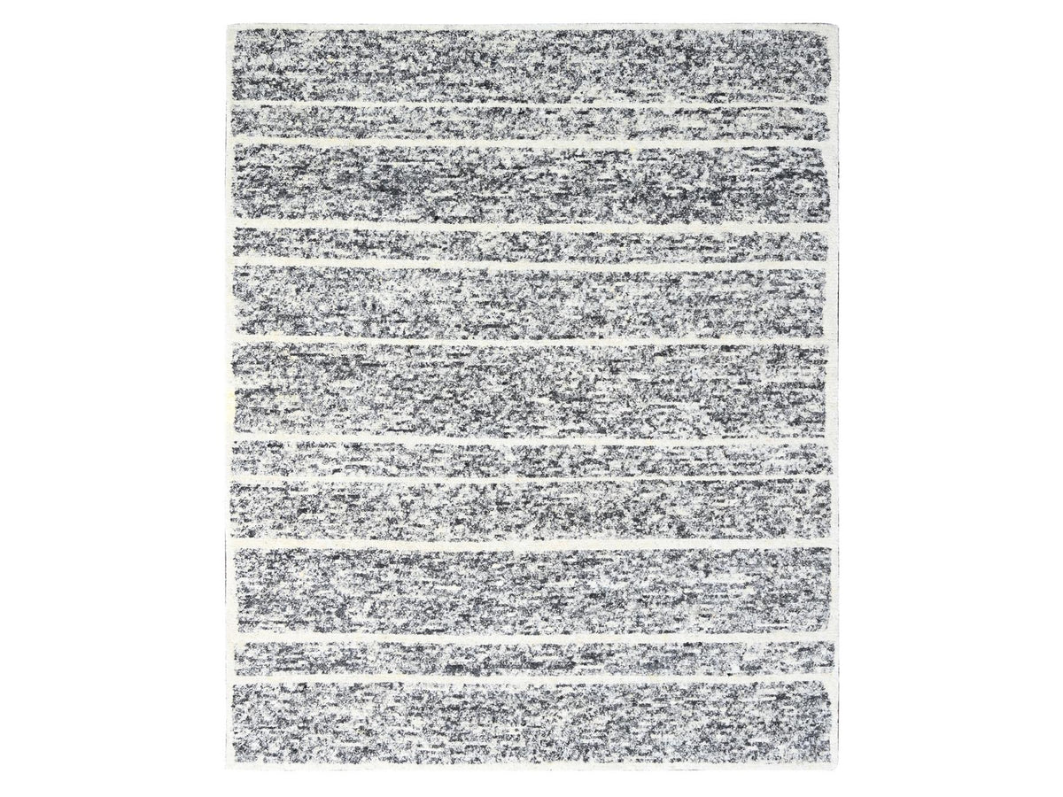 Modern / Contemporary hand-knotted wool rug in Black, 8'2" x 9'10" — SKU O084181