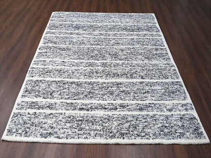 Black 8'2" x 9'10" Modern and Contemporary Hand knotted Wool Rug - Sku: O084181