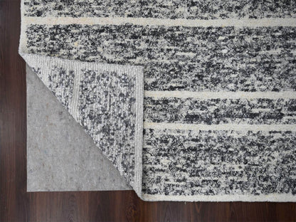 Black 8'2" x 9'10" Modern and Contemporary Hand knotted Wool Rug - Sku: O084181