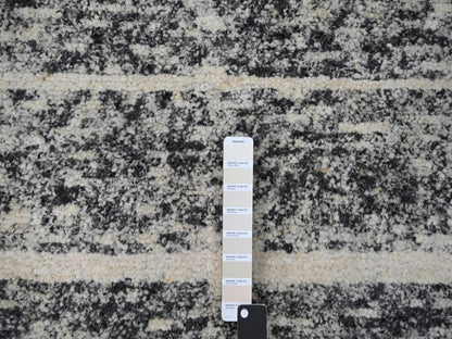 Black 8'2" x 9'10" Modern and Contemporary Hand knotted Wool Rug - Sku: O084181