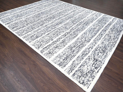 Black 10'3" x 14'1" Modern and Contemporary Hand knotted Wool Rug - Sku: O084183
