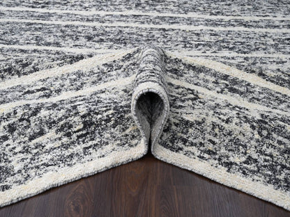 Black 10'3" x 14'1" Modern and Contemporary Hand knotted Wool Rug - Sku: O084183