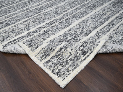 Black 10'3" x 14'1" Modern and Contemporary Hand knotted Wool Rug - Sku: O084183
