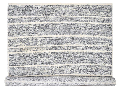 Black 12'0" x 14'9" Modern and Contemporary Hand knotted Wool Rug - Sku: O084184