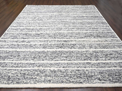 Black 12'0" x 14'9" Modern and Contemporary Hand knotted Wool Rug - Sku: O084184