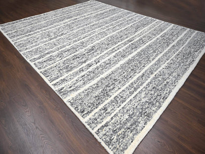 Black 12'0" x 14'9" Modern and Contemporary Hand knotted Wool Rug - Sku: O084184