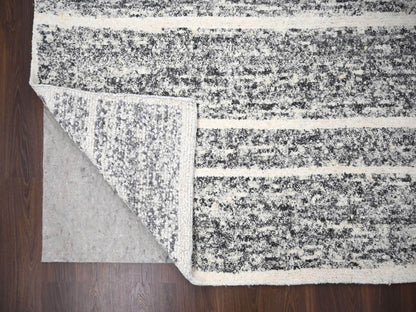 Black 12'0" x 14'9" Modern and Contemporary Hand knotted Wool Rug - Sku: O084184