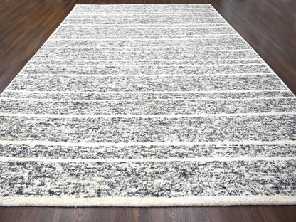 Black 12'4" x 18'0" Modern and Contemporary Hand knotted Wool Rug - Sku: O084185