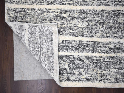 Black 12'4" x 18'0" Modern and Contemporary Hand knotted Wool Rug - Sku: O084185