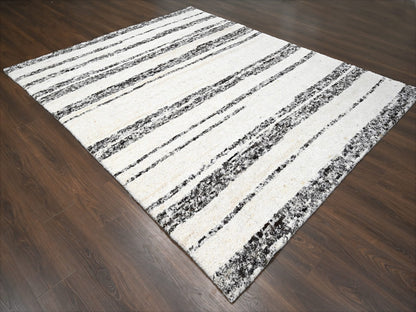 Ivory 8'0" x 9'9" Modern and Contemporary Hand knotted Wool Rug - Sku: O084186