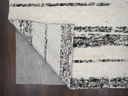 Ivory 8'0" x 9'9" Modern and Contemporary Hand knotted Wool Rug - Sku: O084186
