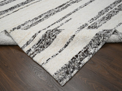 Ivory 8'0" x 9'9" Modern and Contemporary Hand knotted Wool Rug - Sku: O084186