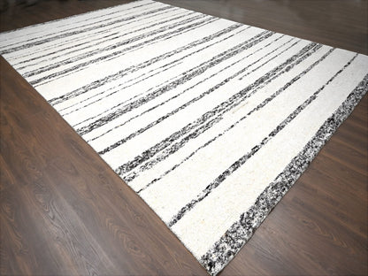 Ivory 12'0" x 17'9" Modern and Contemporary Hand knotted Wool Rug - Sku: O084190