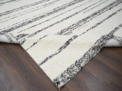 Ivory 12'0" x 17'9" Modern and Contemporary Hand knotted Wool Rug - Sku: O084190