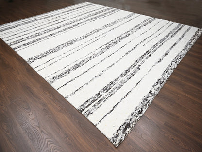 Ivory 12'2" x 14'9" Modern and Contemporary Hand knotted Wool Rug - Sku: O084191