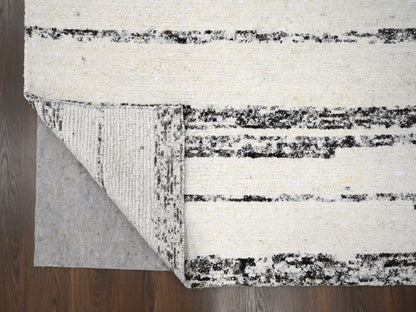 Ivory 12'2" x 14'9" Modern and Contemporary Hand knotted Wool Rug - Sku: O084191