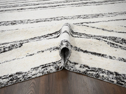 Ivory 12'2" x 14'9" Modern and Contemporary Hand knotted Wool Rug - Sku: O084191