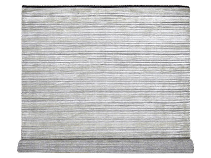 Brown 10'0" x 14'0" Modern / Contemporary Handloom Wool/Silk Rug - Sku: O084196