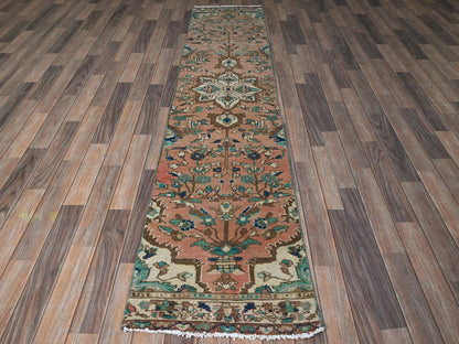 Heriz Vintage hand-knotted wool runner in Pink, 1'11" x 9' — SKU O0841 (view 2)