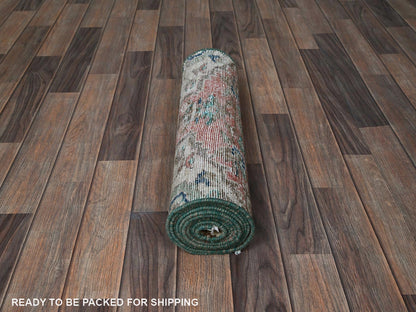 Heriz Vintage hand-knotted wool runner in Pink, 1'11" x 9' — SKU O0841 (view 5)