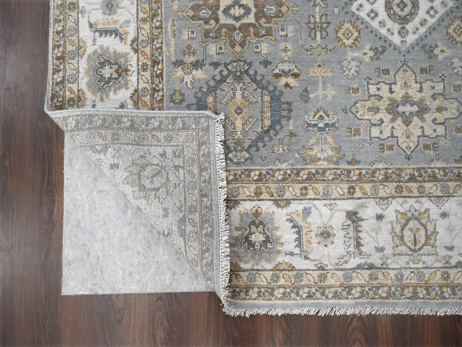 Heriz hand-knotted wool rug in Gray & Ivory, 8' x 8' — SKU O084205 (view 4)