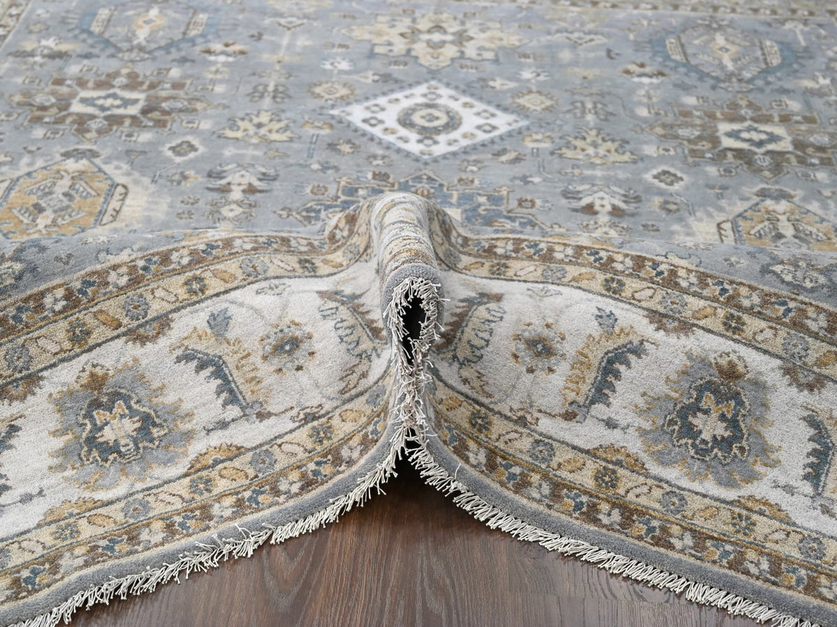 Heriz hand-knotted wool rug in Gray & Ivory, 8' x 8' — SKU O084205 (view 5)