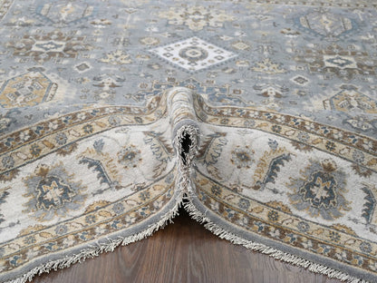 Heriz hand-knotted wool rug in Gray & Ivory, 8' x 8' — SKU O084205 (view 5)