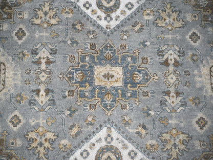 Heriz hand-knotted wool rug in Gray & Ivory, 8' x 8' — SKU O084205 (view 8)