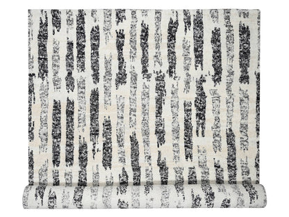 Black 12'0" x 14'9" Modern and Contemporary Hand knotted Wool Rug - Sku: O084207