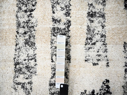 Black 12'0" x 14'9" Modern and Contemporary Hand knotted Wool Rug - Sku: O084207