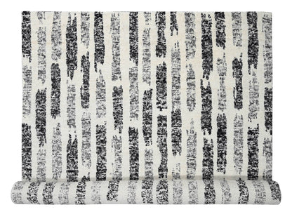 Black 12'0" x 17'9" Modern and Contemporary Hand knotted Wool Rug - Sku: O084208