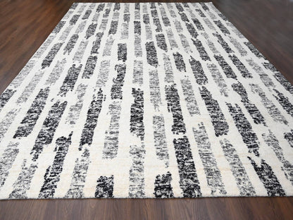 Black 12'0" x 17'9" Modern and Contemporary Hand knotted Wool Rug - Sku: O084208