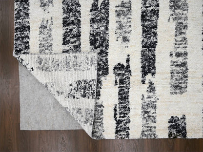 Black 12'0" x 17'9" Modern and Contemporary Hand knotted Wool Rug - Sku: O084208