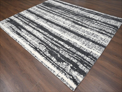 Black 8'3" x 10'0" Modern and Contemporary Hand knotted Wool Rug - Sku: O084209