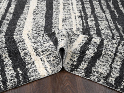 Black 8'3" x 10'0" Modern and Contemporary Hand knotted Wool Rug - Sku: O084209