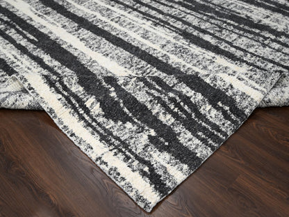 Black 8'3" x 10'0" Modern and Contemporary Hand knotted Wool Rug - Sku: O084209