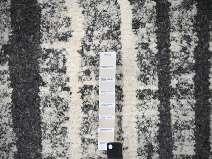 Black 8'3" x 10'0" Modern and Contemporary Hand knotted Wool Rug - Sku: O084209