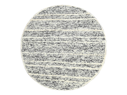 Black 8'0" x 8'0" Modern and Contemporary Hand knotted Wool Rug - Sku: O084214