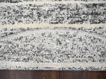 Black 8'0" x 8'0" Modern and Contemporary Hand knotted Wool Rug - Sku: O084214