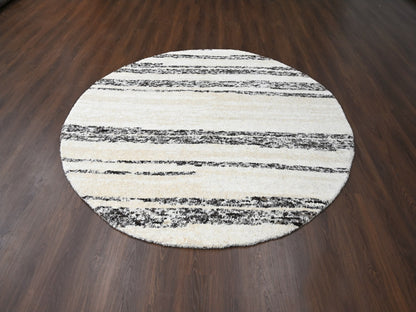 Ivory 8'0" x 8'0" Modern and Contemporary Hand knotted Wool Rug - Sku: O084215