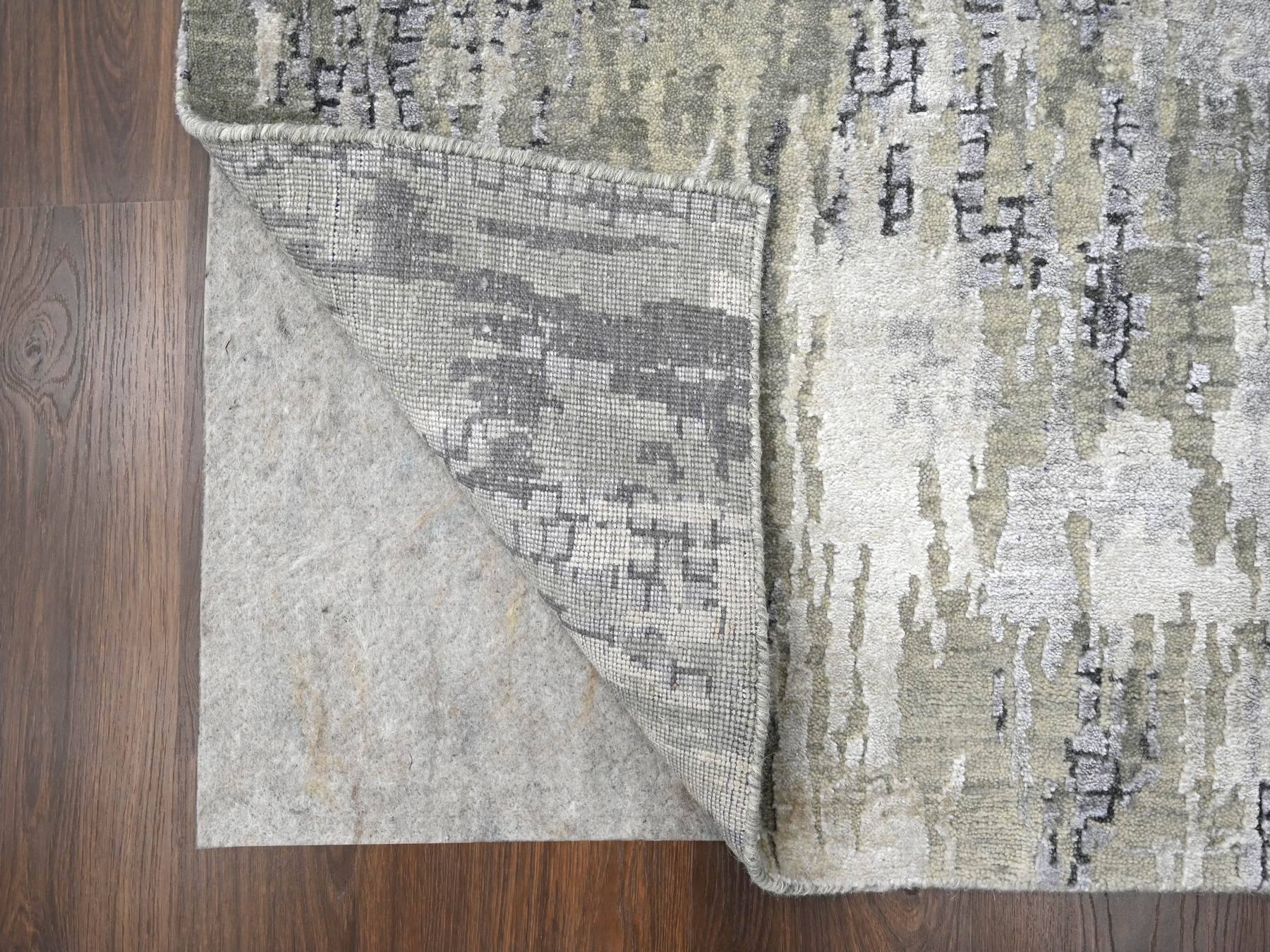 Modern / Contemporary hand-knotted wool/silk runner in Gray, 2'9" x 22'3" — SKU O084234 (view 3)